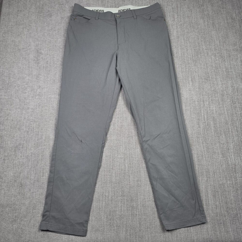 Adidas Men 34x30 Golf Pants Grey Lightweight Stretch Performance Trousers Preppy